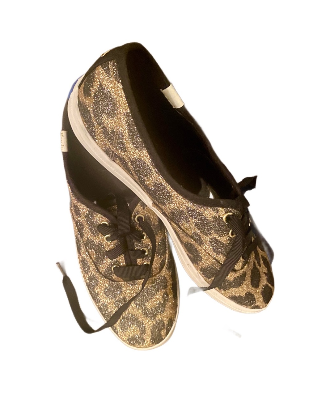 kate spade Leopard Print Glitter Sneakers in Gold and Black